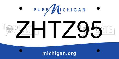 ZHTZ95 Michigan License Plate