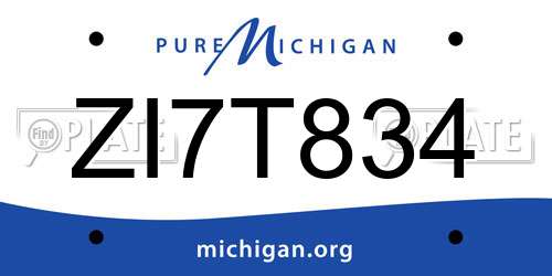 ZI7T834 Michigan License Plate