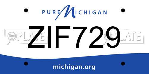 ZIF729 Michigan License Plate