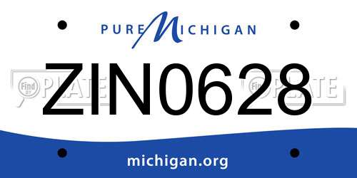ZIN0628 Michigan License Plate