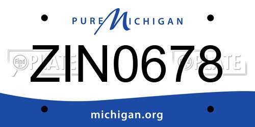 ZIN0678 Michigan License Plate