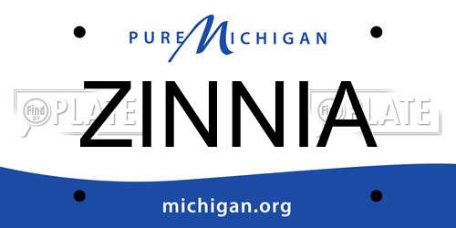 ZINNIA Michigan License Plate