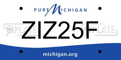 ZIZ25F Michigan License Plate