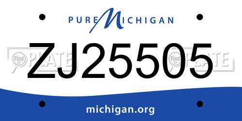 ZJ25505 Michigan License Plate