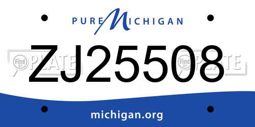 ZJ25508 Michigan License Plate
