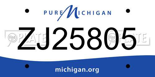 ZJ25805 Michigan License Plate