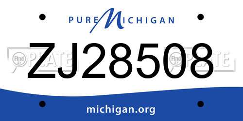 ZJ28508 Michigan License Plate