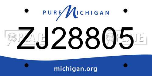 ZJ28805 Michigan License Plate