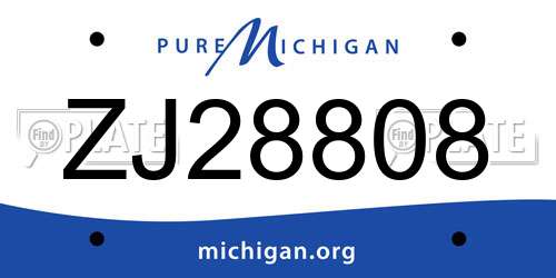 ZJ28808 Michigan License Plate
