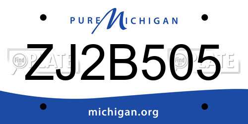 ZJ2B505 Michigan License Plate