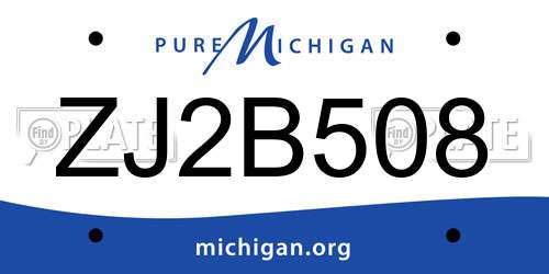 ZJ2B508 Michigan License Plate