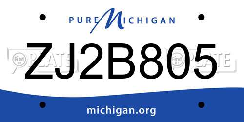 ZJ2B805 Michigan License Plate