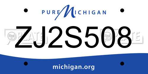 ZJ2S508 Michigan License Plate
