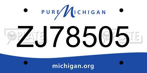 ZJ78505 Michigan License Plate