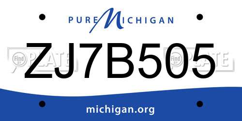 ZJ7B505 Michigan License Plate