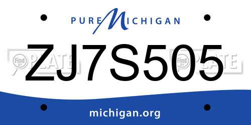 ZJ7S505 Michigan License Plate