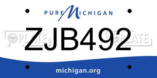 ZJB492 Michigan License Plate