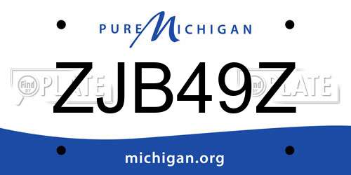 ZJB49Z Michigan License Plate