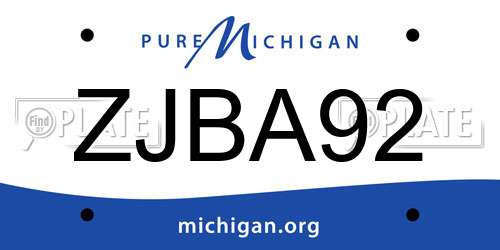 ZJBA92 Michigan License Plate