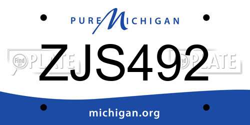 ZJS492 Michigan License Plate