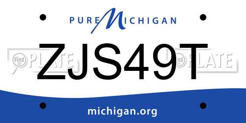 ZJS49T Michigan License Plate
