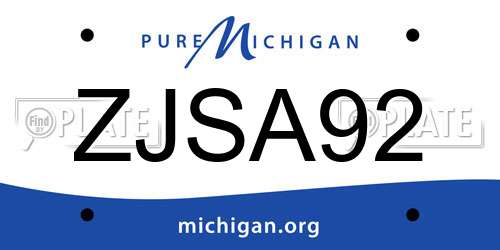 ZJSA92 Michigan License Plate