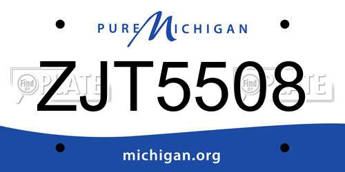 ZJT5508 Michigan License Plate
