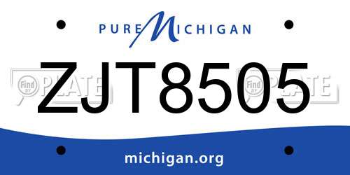 ZJT8505 Michigan License Plate
