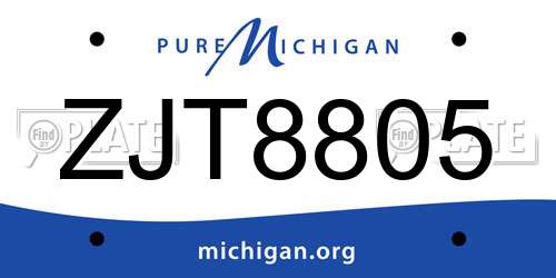 ZJT8805 Michigan License Plate
