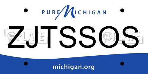 ZJTSSOS Michigan License Plate