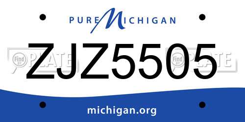 ZJZ5505 Michigan License Plate