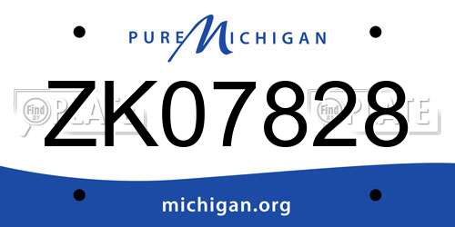 ZK07828 Michigan License Plate