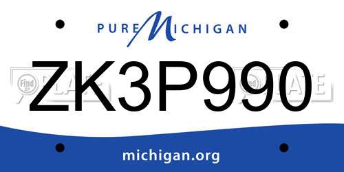ZK3P990 Michigan License Plate