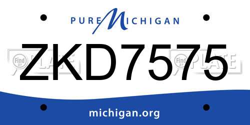 ZKD7575 Michigan License Plate