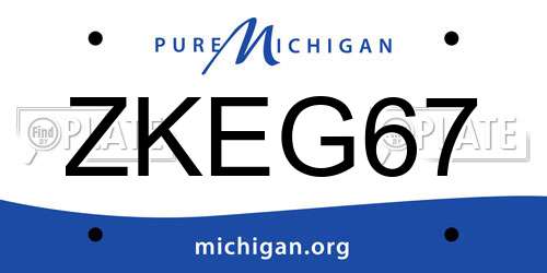 ZKEG67 Michigan License Plate