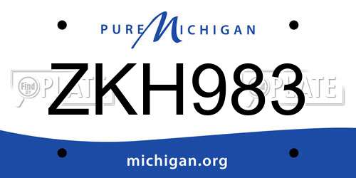 ZKH983 Michigan License Plate