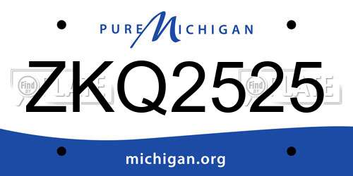 ZKQ2525 Michigan License Plate