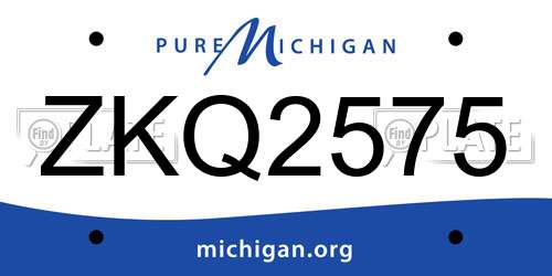 ZKQ2575 Michigan License Plate