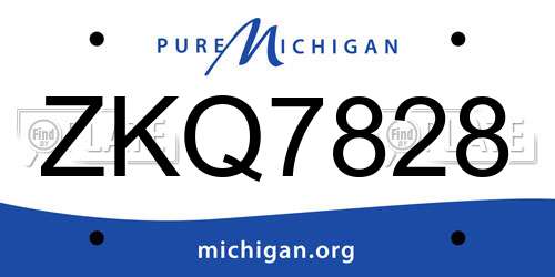 ZKQ7828 Michigan License Plate
