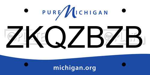 ZKQZBZB Michigan License Plate
