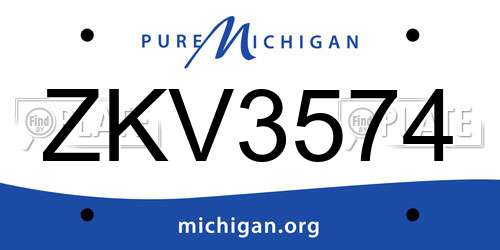 ZKV3574 Michigan License Plate