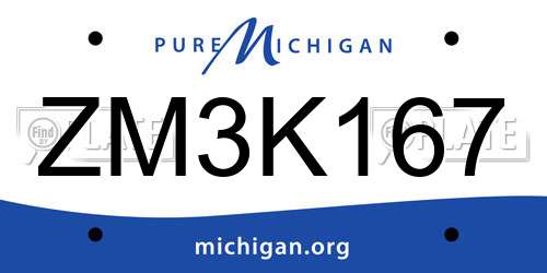 ZM3K167 Michigan License Plate