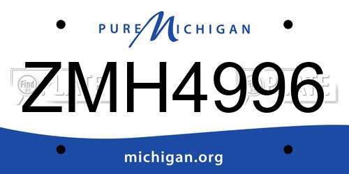 ZMH4996 Michigan License Plate