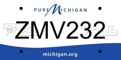 ZMV232 Michigan License Plate