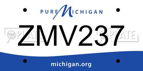 ZMV237 Michigan License Plate