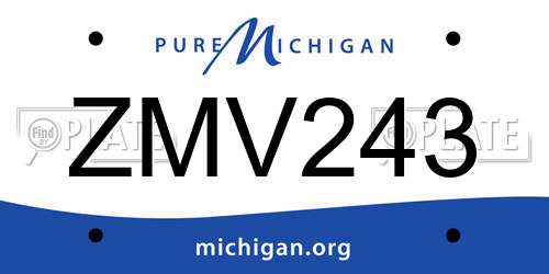 ZMV243 Michigan License Plate