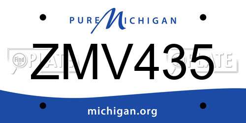 ZMV435 Michigan License Plate