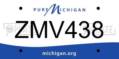 ZMV438 Michigan License Plate