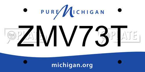 ZMV73T Michigan License Plate