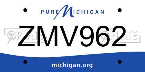 ZMV962 Michigan License Plate